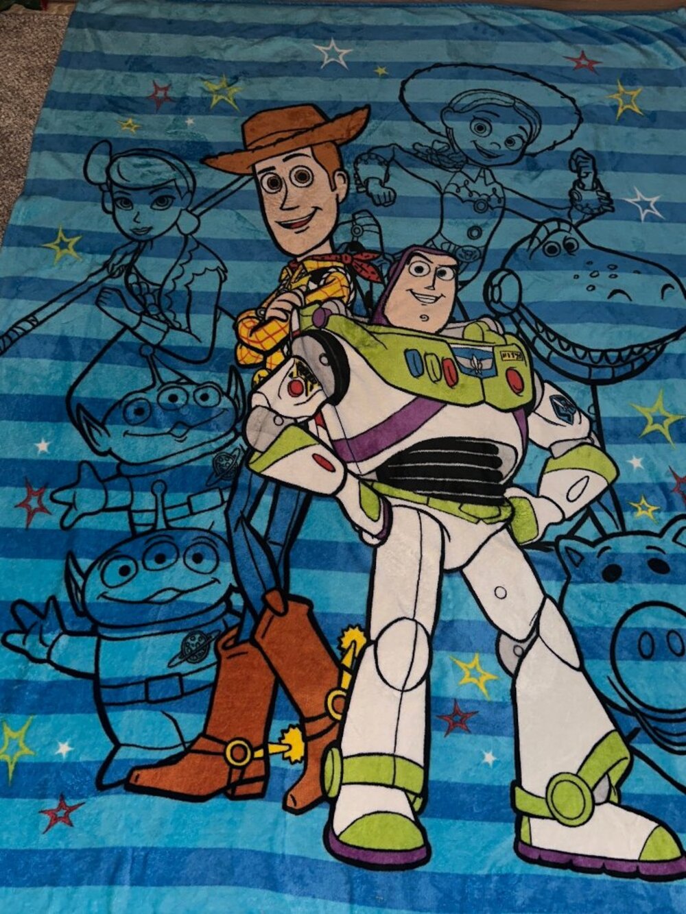 Toy Story 4 Fleece Blanket Excellent Condition Buzz Light-year Woody LARGE 78X56